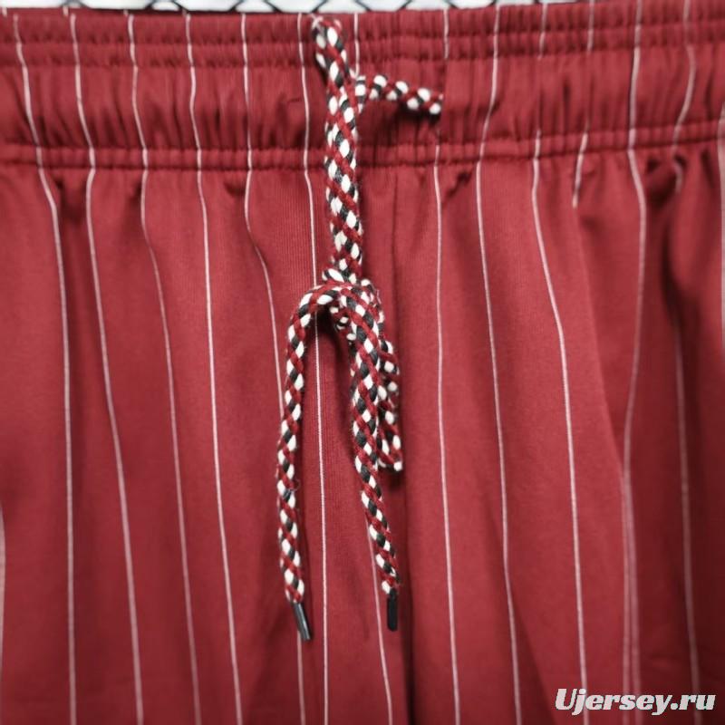 Player Version 25/26 Ajax Burgundy Red with White Side Stripes and Pinstripes Shorts
