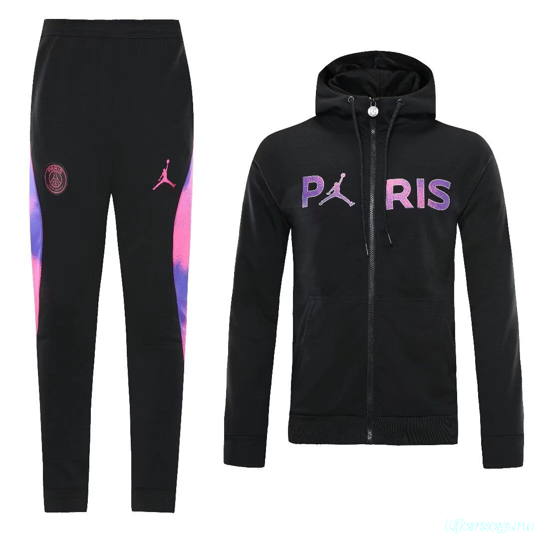 2025 Air Jordan Jumpman Black Purple Hoodie Full Zipper Jacket+Long Pants