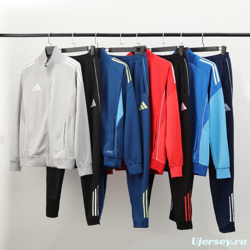 2025 Adidas Grey Full Zipper Jacket+Long Pants