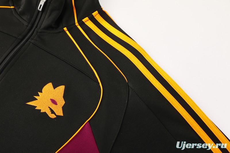 25/26 Roma Black Full Zipper Jacket+Long Pants