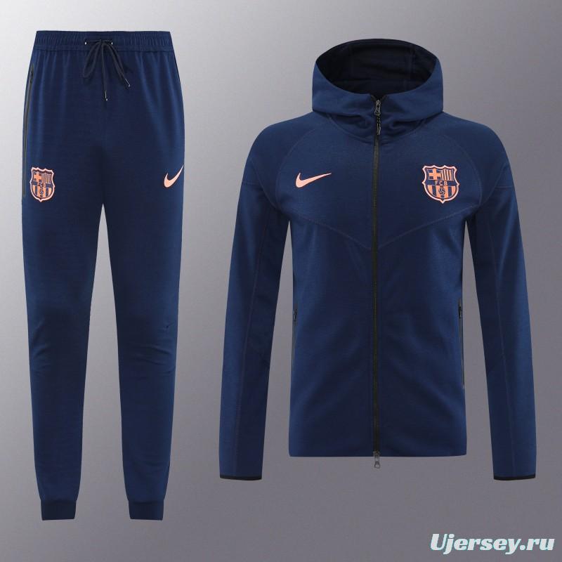 25/26 Barcelona 01 Royal Blue Hoodie Full Zipper Jacket+Long Pants
