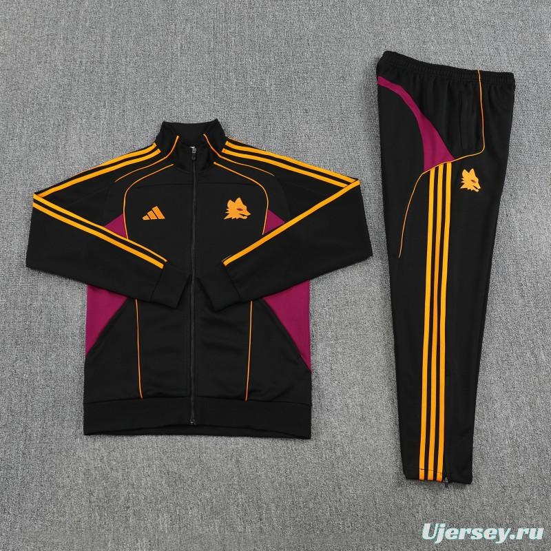 25/26 Roma Black Full Zipper Jacket+Long Pants