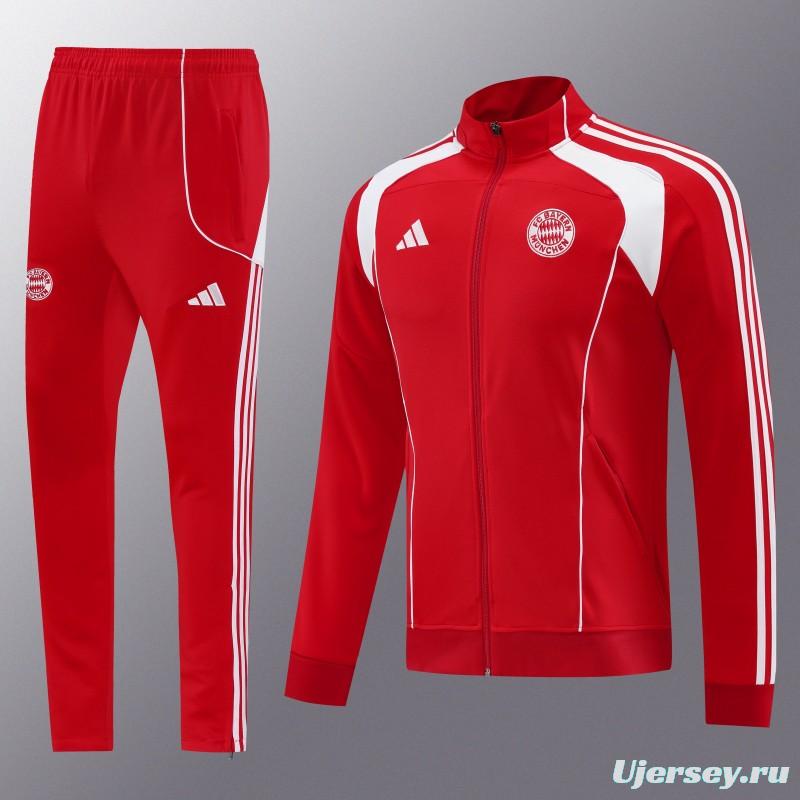 25/26 Bayern Munich Red Full Zipper Jacket+Long Pants