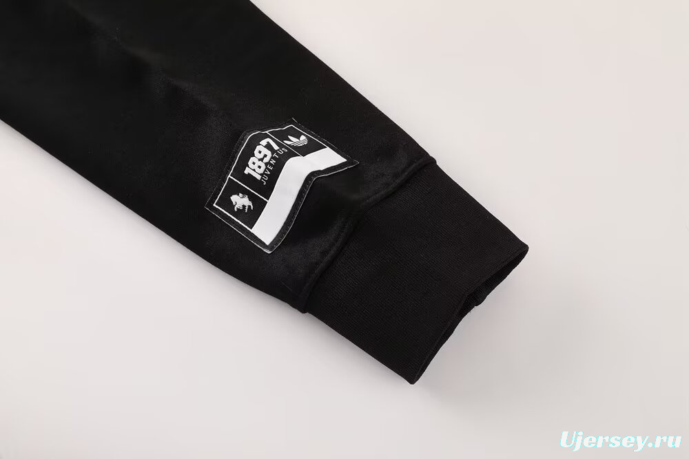 25/26 Juventus Black Sweatshirt Full Zipper Jacket+Long Pants