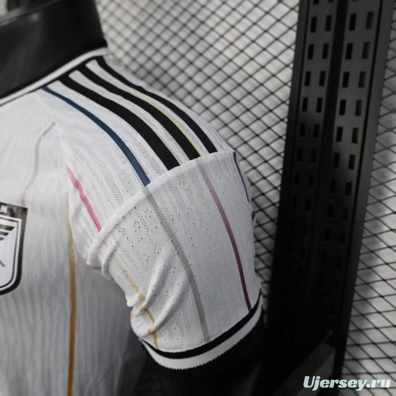 Player Version 2026 Japan Away White with Colorful Vertical Stripe Pattern Jersey