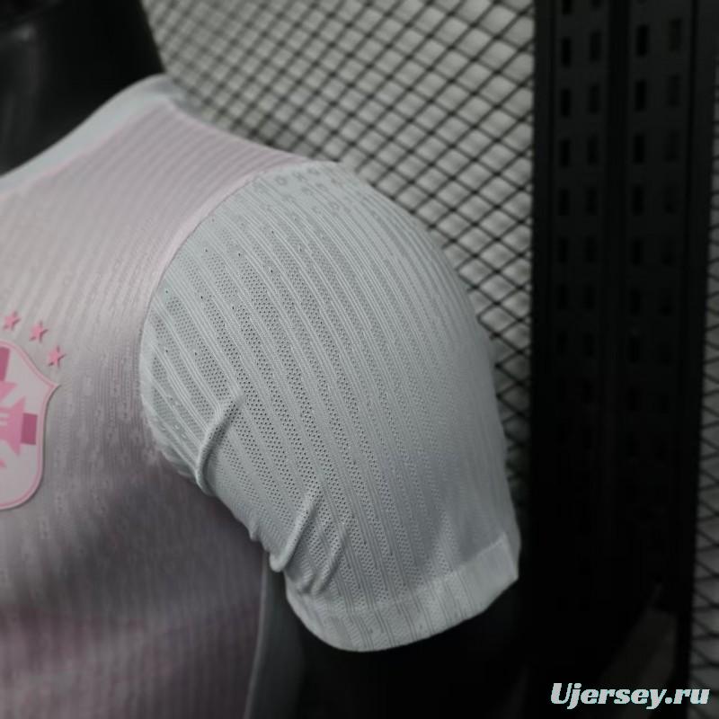 Player Version 2026 Brazil Special Edition White with Christ the Redeemer Pink Pattern Jersey