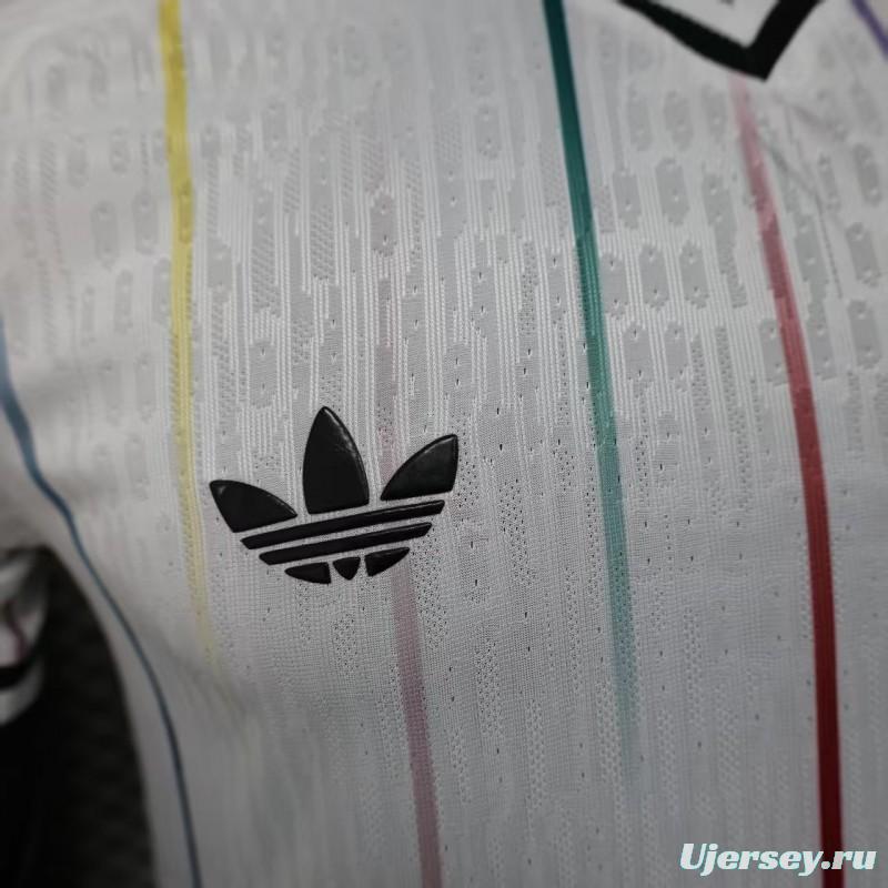 Player Version 2026 Japan Away White with Colorful Vertical Stripe Pattern Jersey