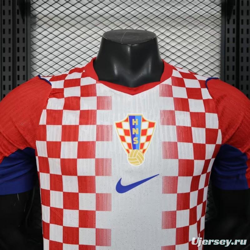 Player Version 2026 Croatia Home Red and White with Checkerboard Pattern Jersey