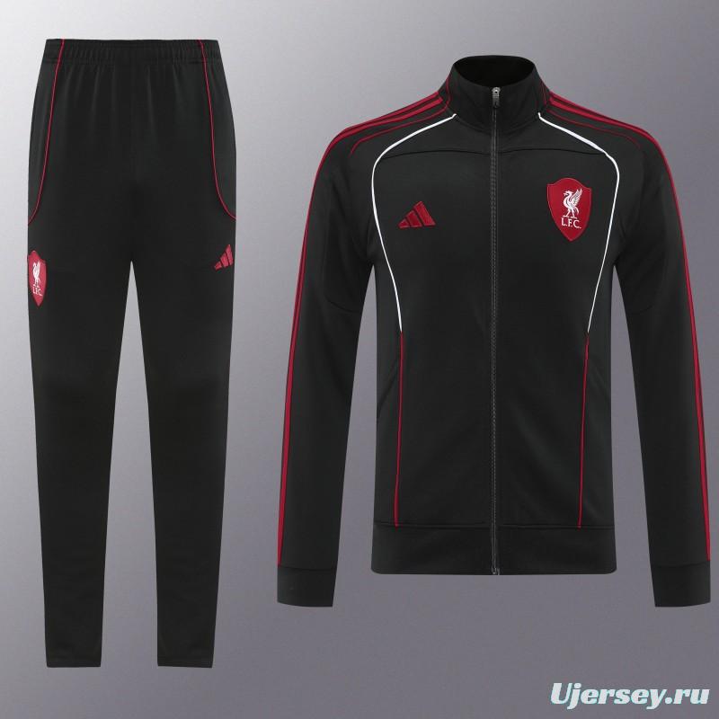 25/26 Liverpool FC Black  Full zipper Jacket Tracksuit+ long pants