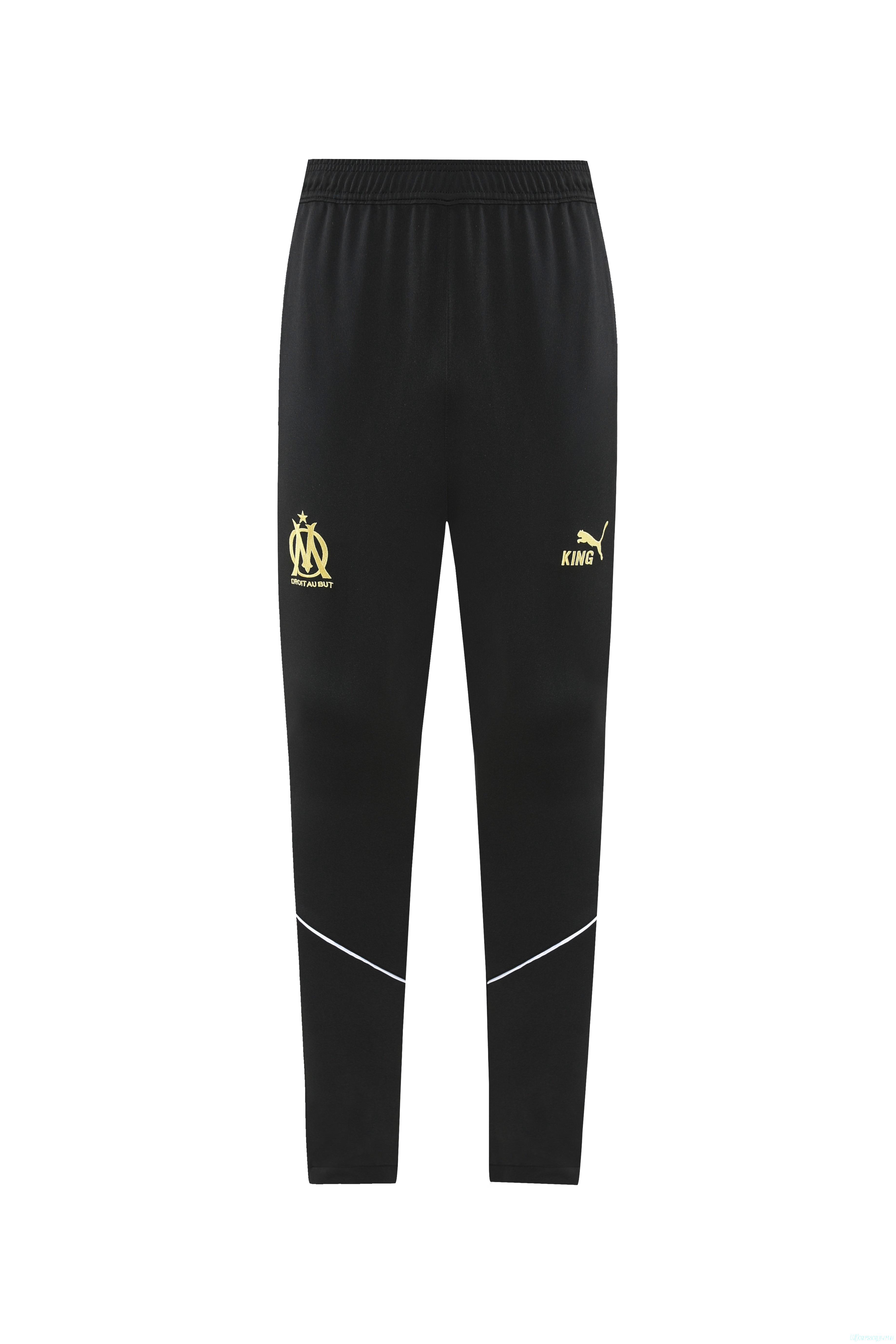 25/26 Olympique Marseille Black Full zipper Jacket Tracksuit+ long pants