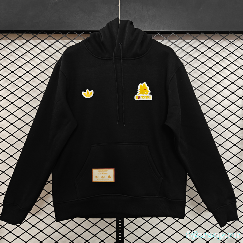 25/26 Adidas x AS Roma Retro  Embroidered Logo Hoodie 9 Colors