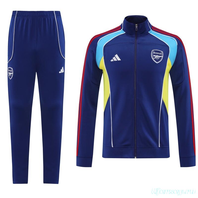 25/26 Arsenal FC Royal Blue Full zipper Jacket Tracksuit+ long pants