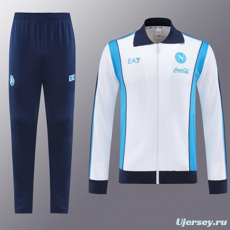 25/26 SSC Napoli White  Full zipper Jacket Tracksuit+ long pants