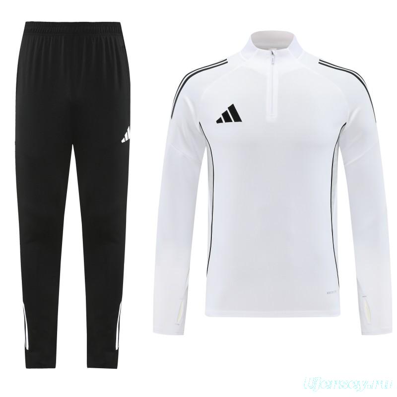 25/26  Adidas White Full zipper Jacket Tracksuit+ long pants