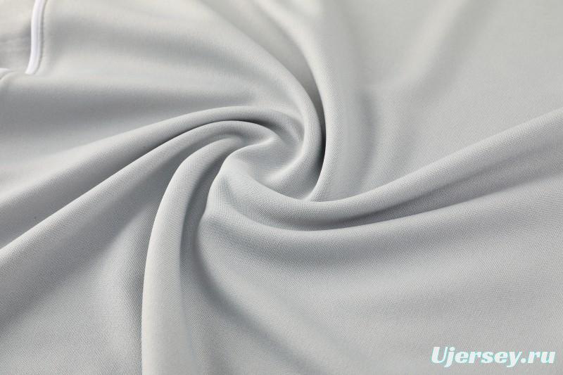 25/26  Adidas Light Grey Full zipper Jacket Tracksuit+ long pants