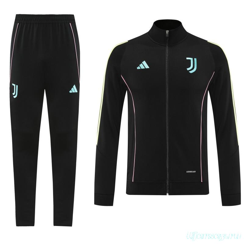 25/26  Juventus Black  Full zipper Jacket Tracksuit+ long pants