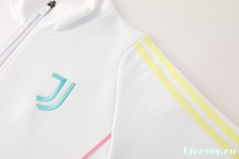 25/26  Juventus White  Full zipper Jacket Tracksuit+ long pants