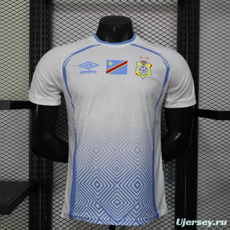 Player Version 2026 DR Congo Third White Blue Geometric Jersey