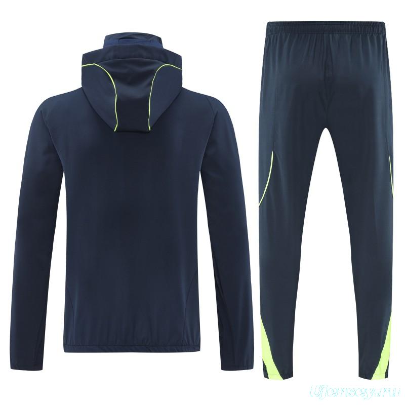 25/26 Real Madrid Navy Blue Full zipper Jacket Tracksuit+ long pants