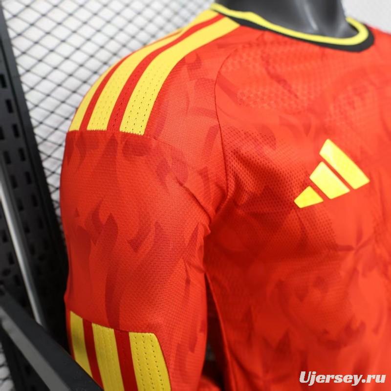 Player Version 2026 Belgium Home Red Long Sleeve Jersey