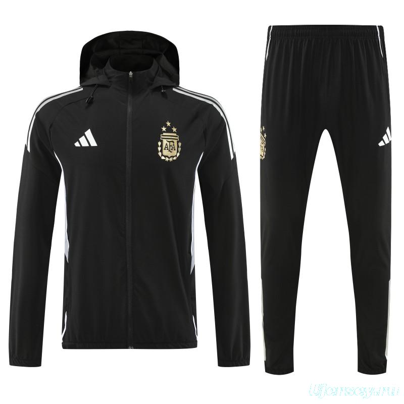 25/26 Argentina Black Full zipper Jacket Tracksuit+ long pants