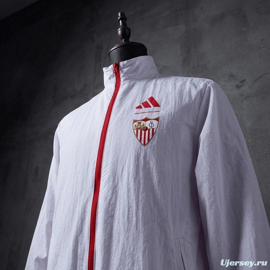 2026 Sevilla FC Red And White Reversible Full Zipper Jacket