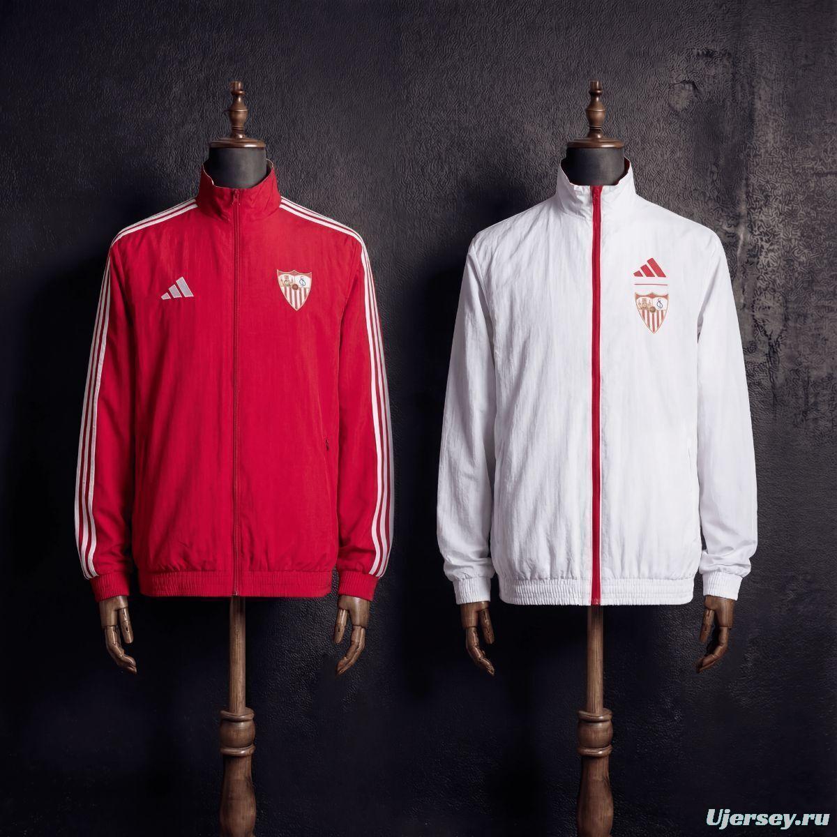 2026 Sevilla FC Red And White Reversible Full Zipper Jacket