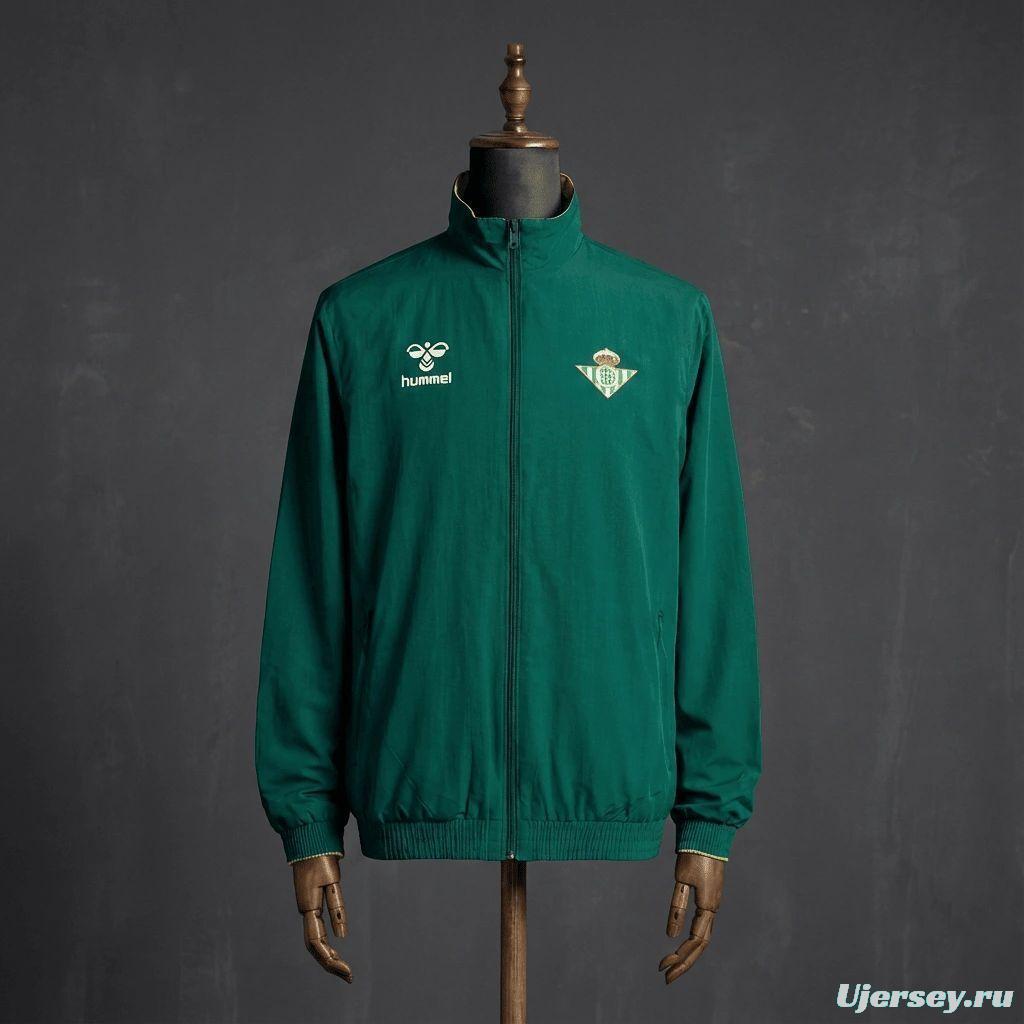 2026 Real Betis Green And Yellow  Reversible Full Zipper Jacket