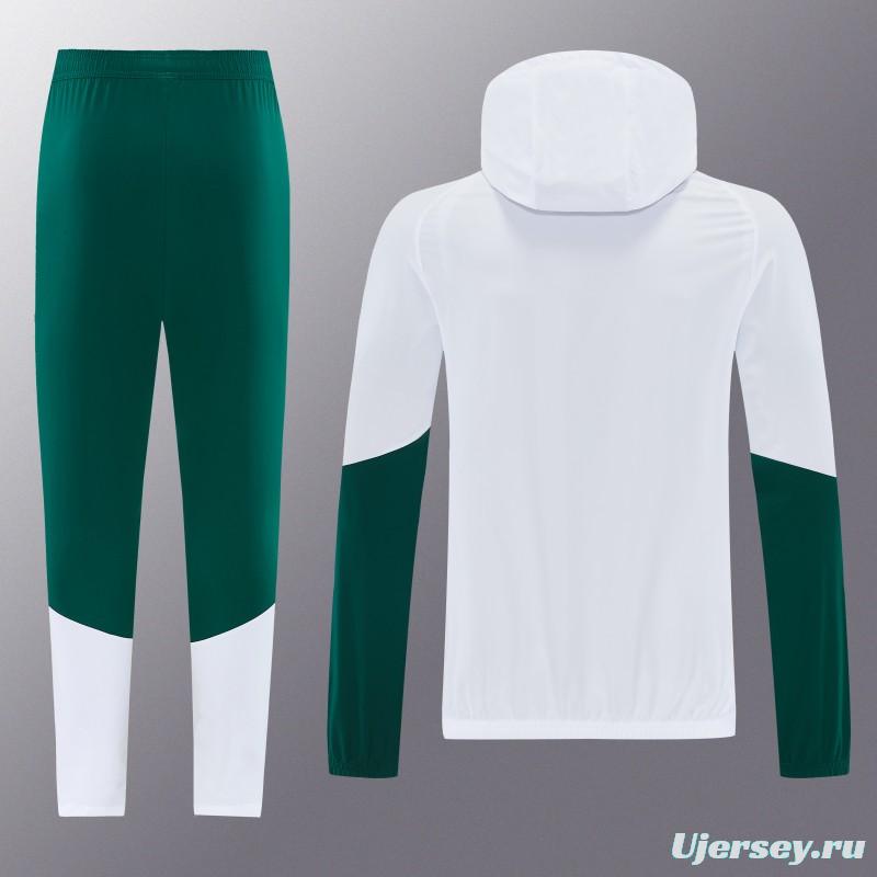 2026 Italy White Hoodie Full Zipper Windbreaker + Long Pants