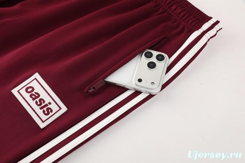 2026 Adidas x OASIS Wine Full Zipper Jacket + Long Pants