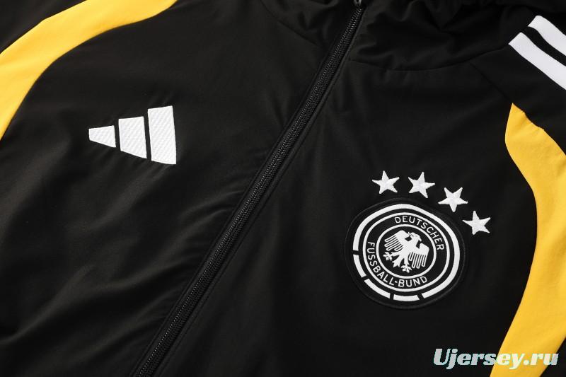 2026 Germany Hoodie Black Full Zipper Windbreaker + Long Pants