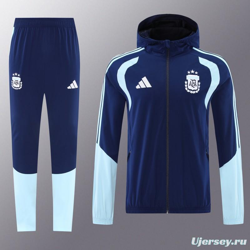 2026 Argentina Navy Blue Full Zipper Jacket + Long Pants