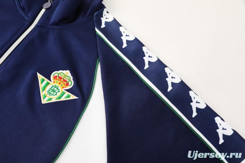 26/27 Real Betis x Kappa Navy Blue  Full Zipper Jacket Tracksuit + Long Pants