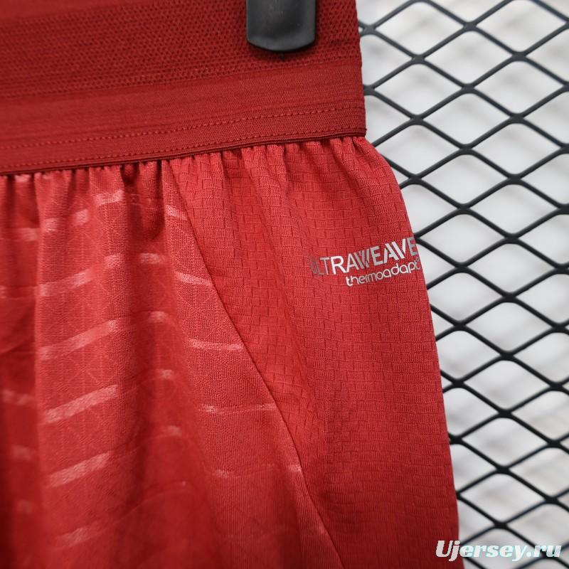 2026 Player Version Portugal Red with Wave Pattern Shorts