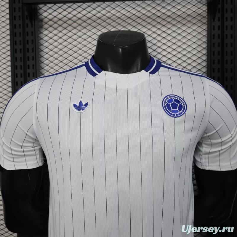2026 Player Version Colombia White with Blue Vertical Stripe Jersey