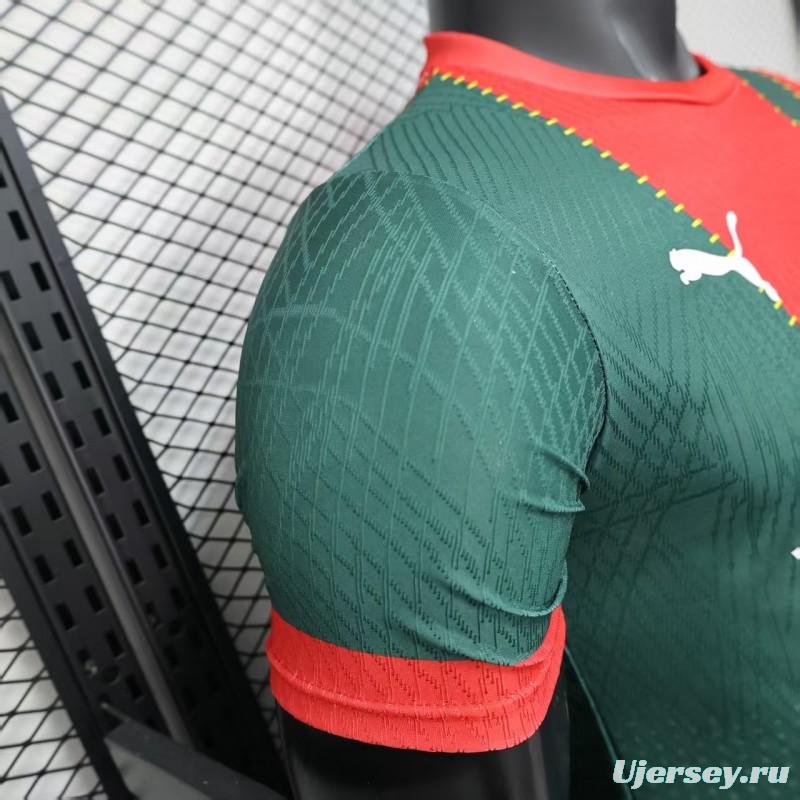25/26 Player Version Marseille Red and Green with Morocco Flag Design Jersey