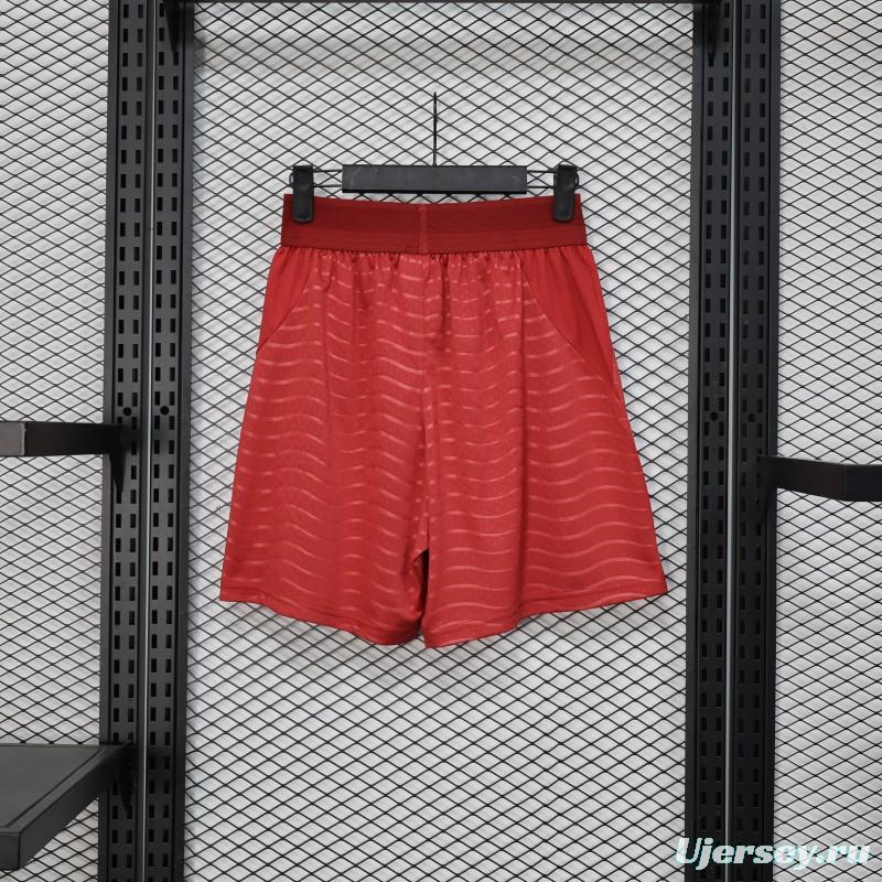 2026 Player Version Portugal Red with Wave Pattern Shorts