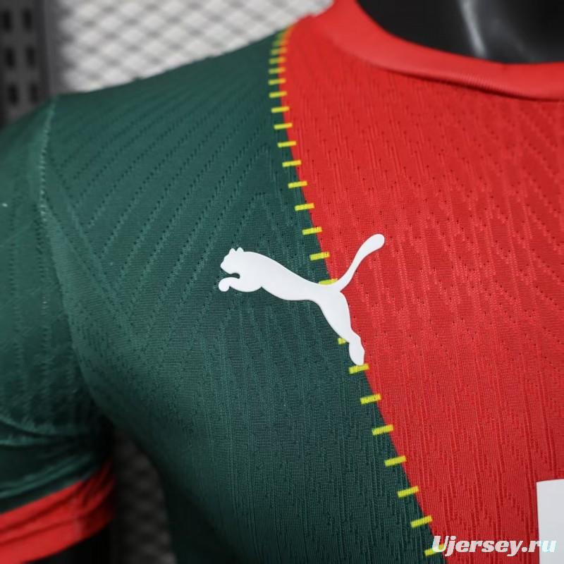 25/26 Player Version Marseille Red and Green with Morocco Flag Design Jersey
