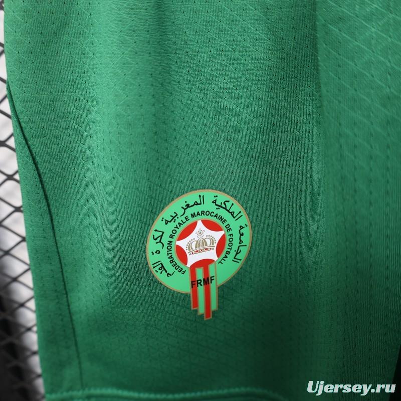 2026 Player Version Morocco Green with Red Side Panels Shorts