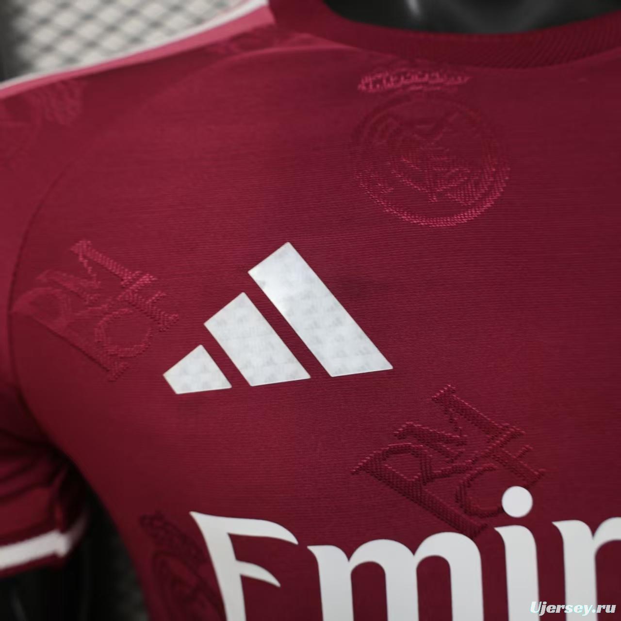 Player Version 25/26 Real Madrid Burgundy with All-Over Crest Pattern Jersey