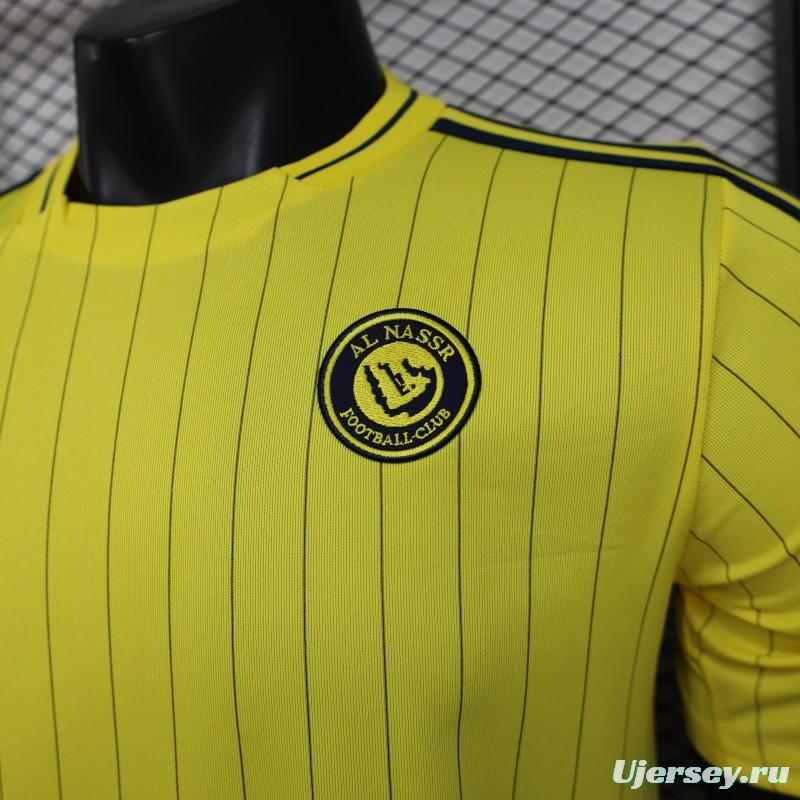 25/26 Player Version Al Nassr FC Yellow with Thin Black Pinstripes Jersey