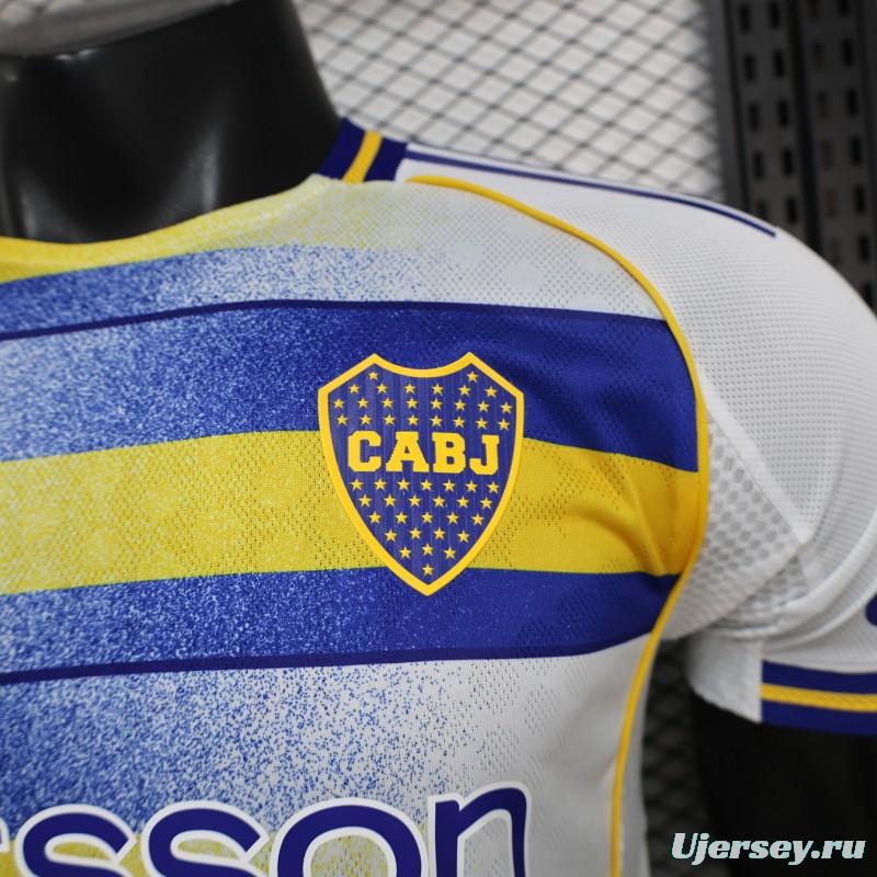 25/26 Player Version Boca Juniors White with Blue and Yellow Gradient Horizontal Stripes Jersey