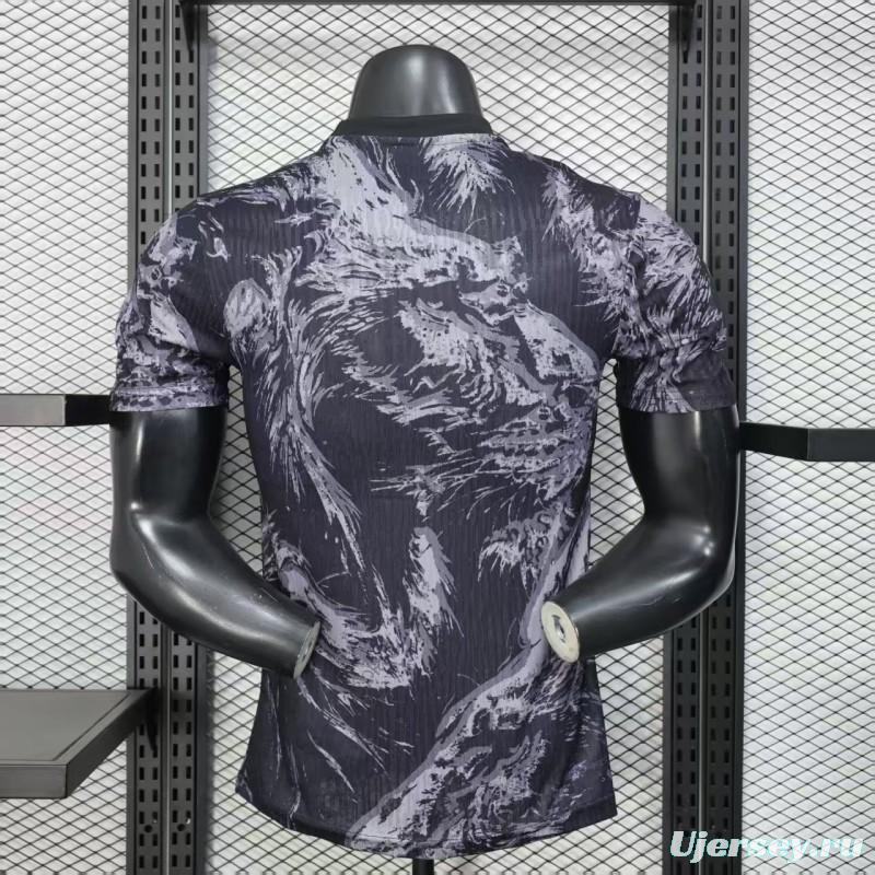 Player Version 2026 England Dark Navy with Lion Brushstroke Pattern Jersey