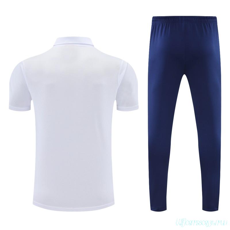26/27   Marseille White Polo Training Shirt + Long Pants Tracksuit