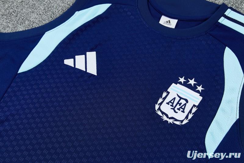26/27 Argentina Navy Blue Sleeveless Training Vest +Soccer Shorts