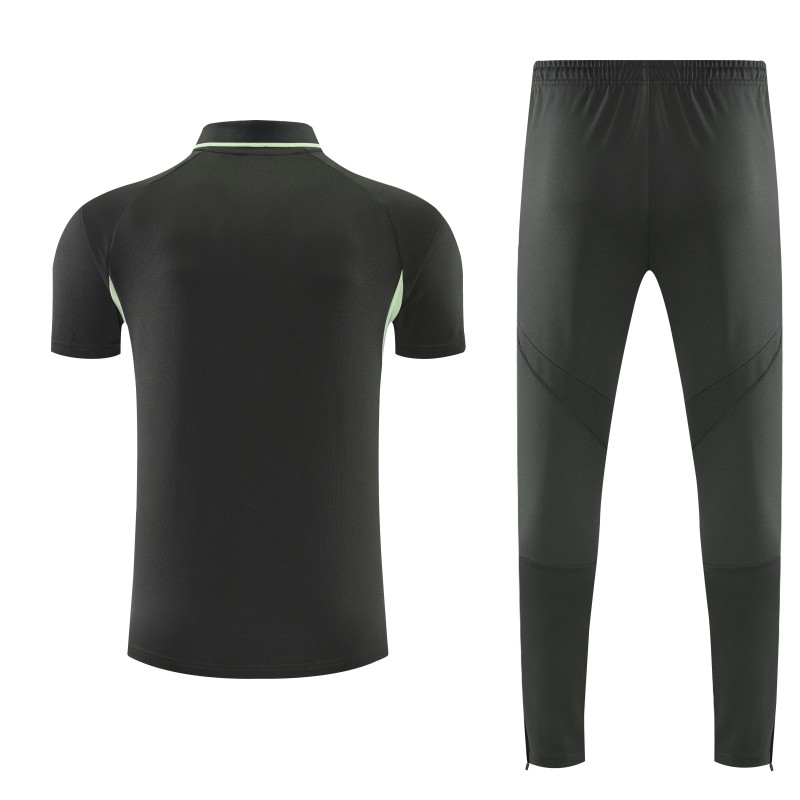 26/27 Real Madrid Black  Polo Training Shirt + Long Pants Tracksuit