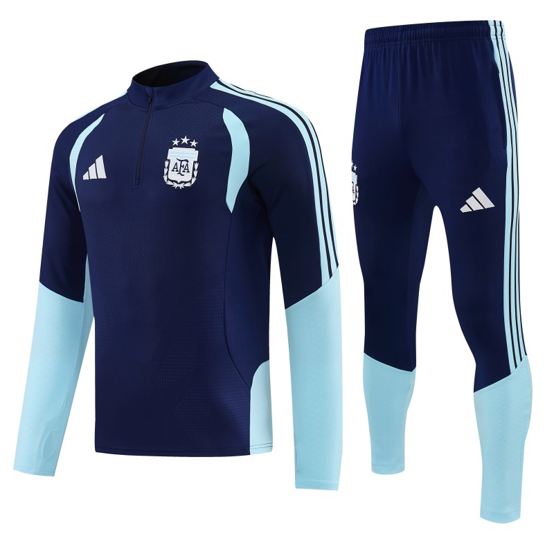 26/27  Argentina Navy Blue  Half  Zipper Jacket Tracksuit + Long Pants