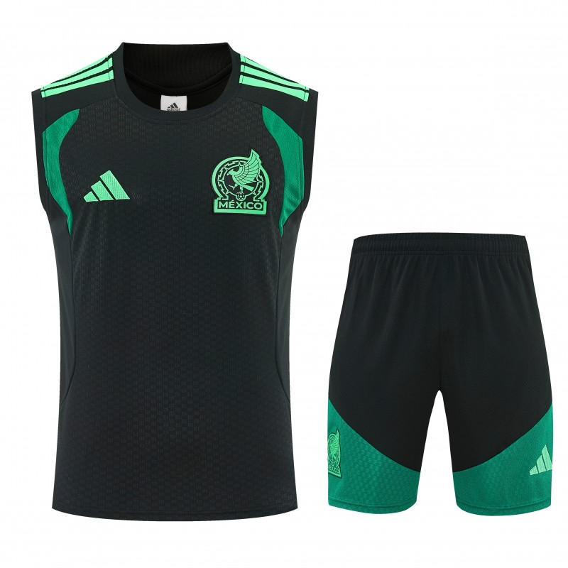 26/27  Mexico Black Sleeveless Training Vest +Shorts Set