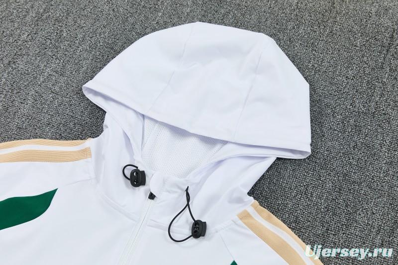 26/27 Italy White Full Zipper Hooded Jacket Tracksuit + Long Pants