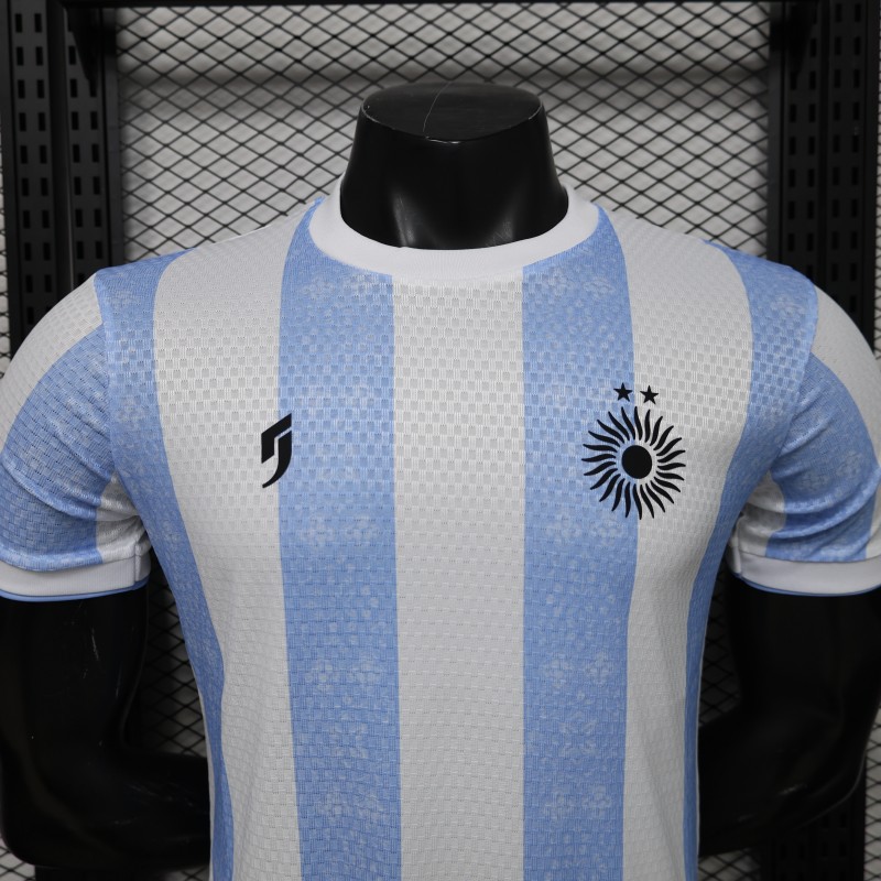 Player Version 2027 Argentina Home White & Light Blue Stripe Maradona Tribute Jersey